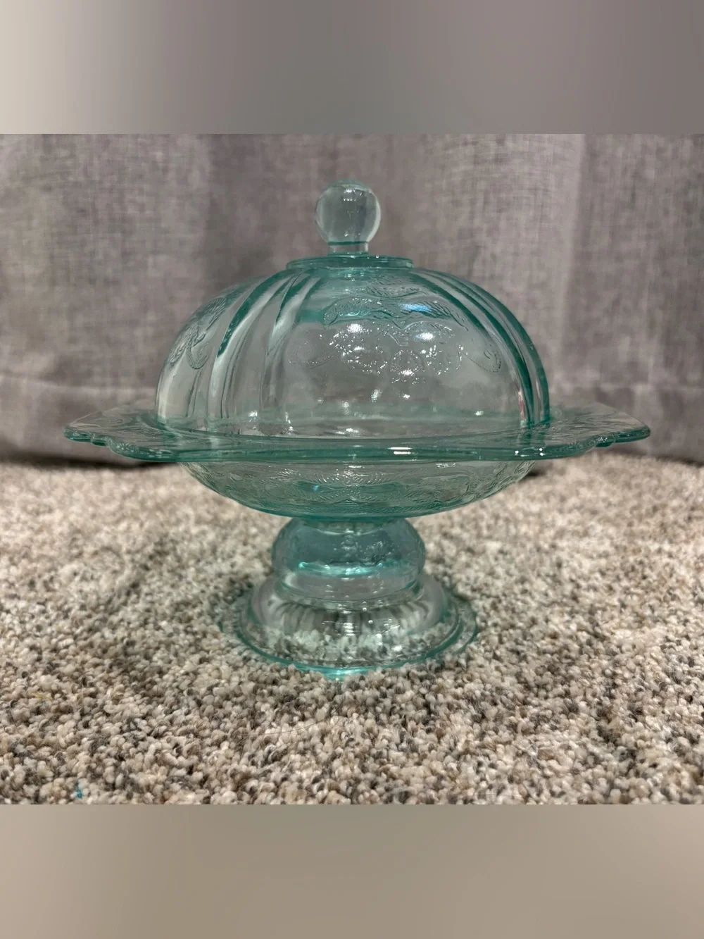 Vintage Indiana Glass Recollections Covered Pedestal Butter Dish Madrid Pattern